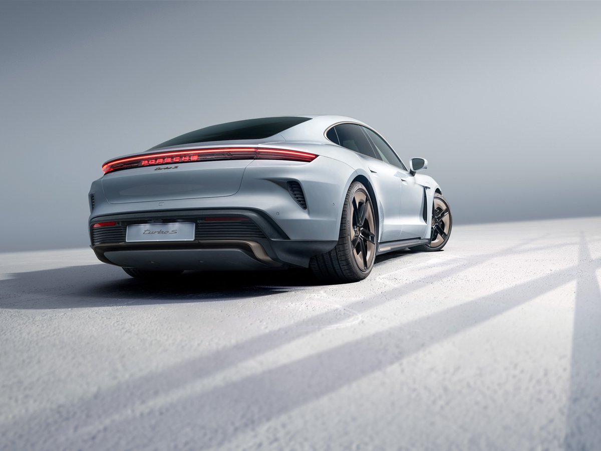 Porsche Taycan seen from the rear